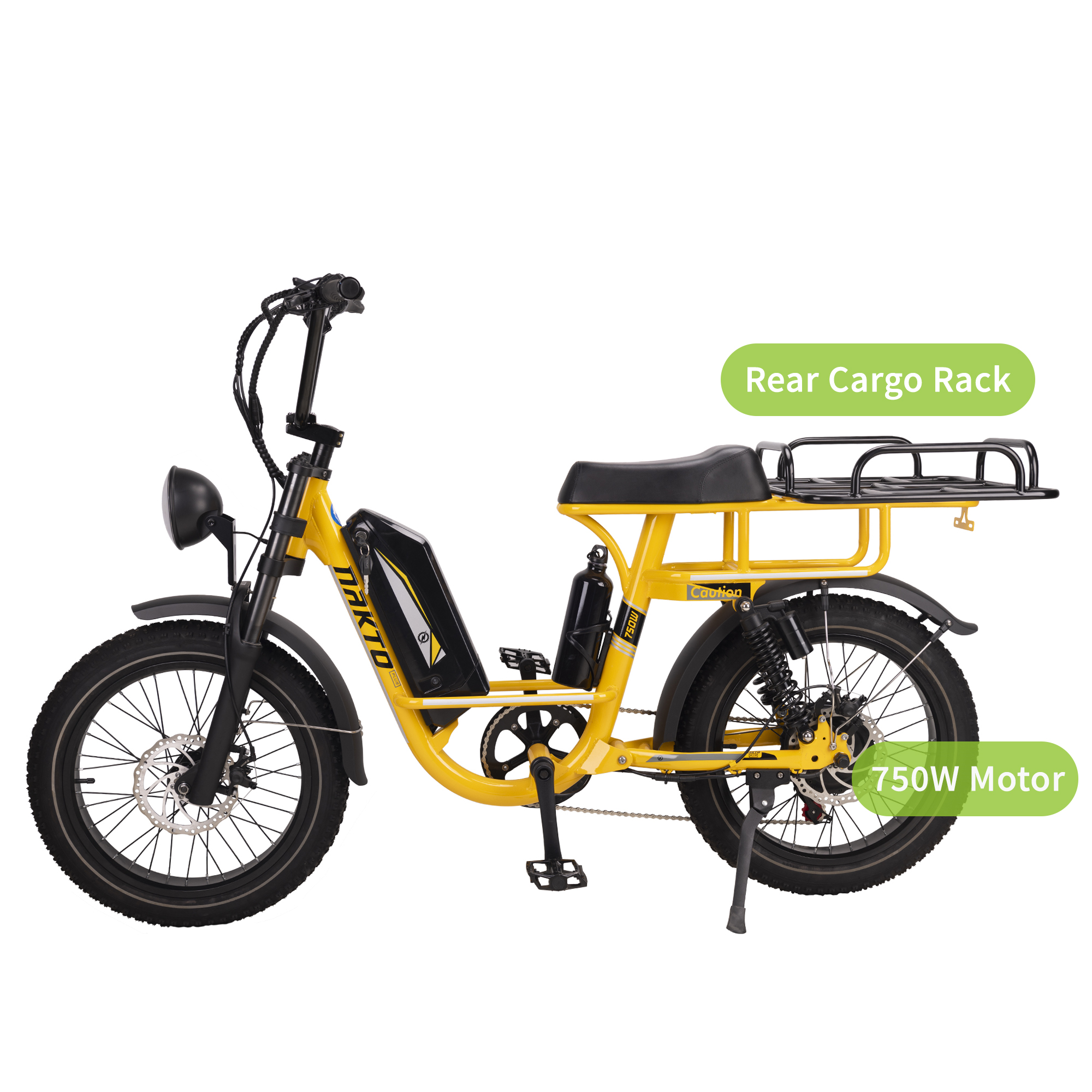 Nakto, NAKTO F4 Fat Tire Electric Bicycle 6 Speed 20" 750W Motor with Peak 1000W 28 MPH 60 Mile Range 48V 20Ah Lithium Battery Yellow New
