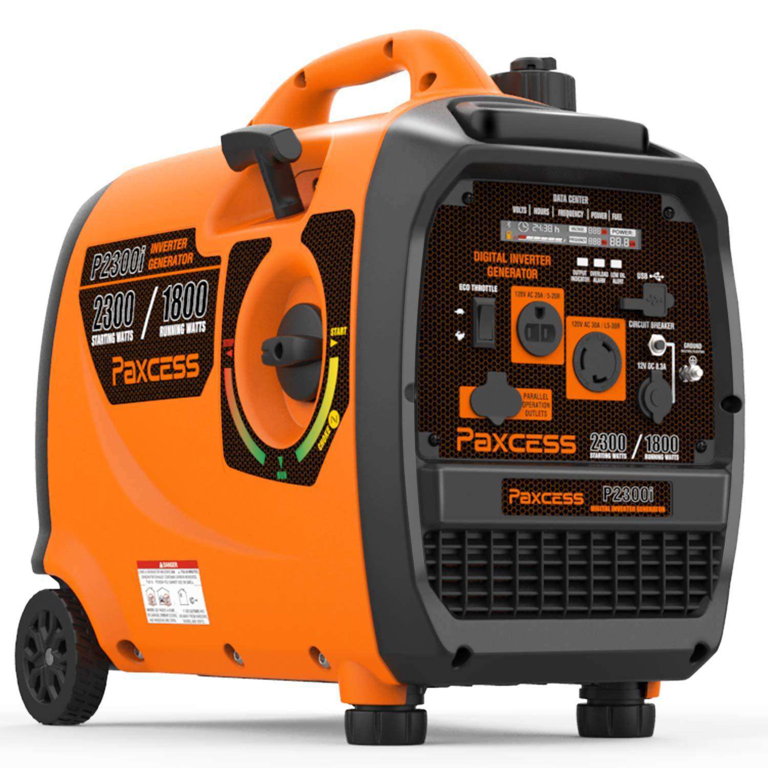 Paxcess, Paxcess P2300i 1800W/2300W Super Quiet Portable Gas Inverter Generator with Wheels and Handle New