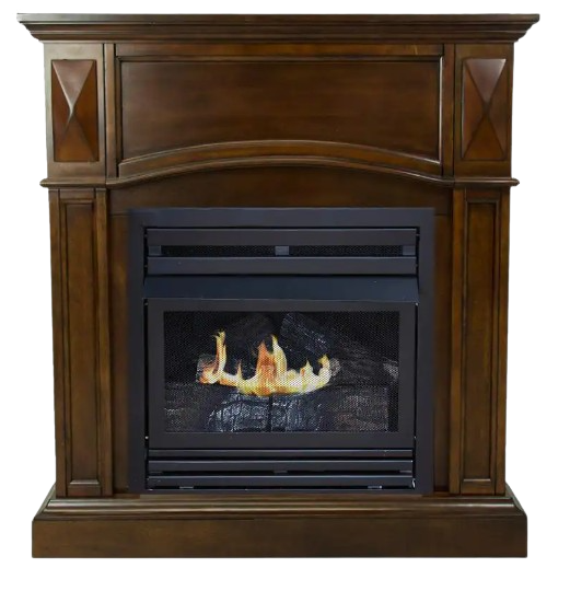 Pleasant Hearth, Pleasant Hearth 20,000 BTU 36 in. Compact Convertible Ventless Natural Gas Fireplace in Cherry New