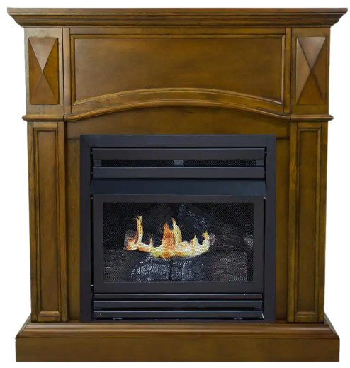 Pleasant Hearth, Pleasant Hearth 20,000 BTU 36 in. Compact Convertible Ventless Natural Gas Fireplace in Heritage New