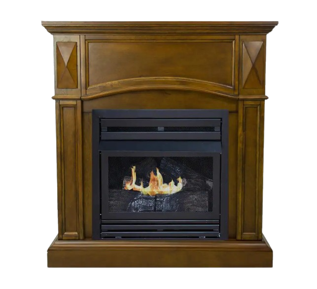 Pleasant Hearth, Pleasant Hearth 20,000 BTU 36 in. Compact Convertible Ventless Propane Gas Fireplace in Heritage Oak New