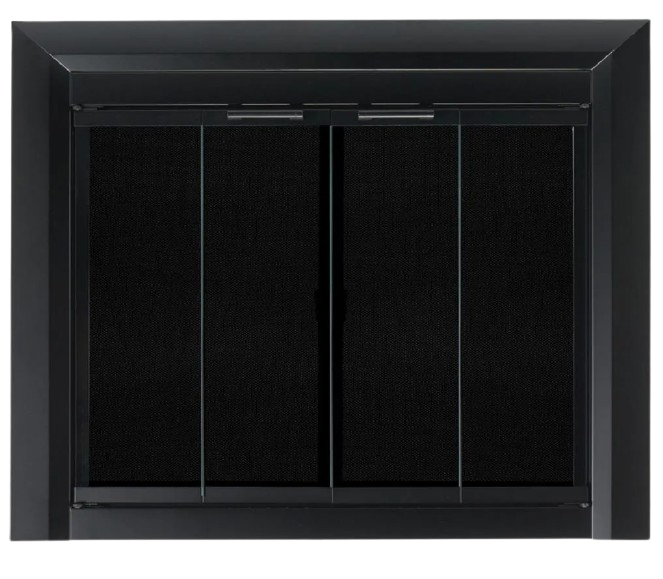 Pleasant Hearth, Pleasant Hearth Clairmont Large 32.5 by  43.5 in. Opening Glass Fireplace Doors Black New