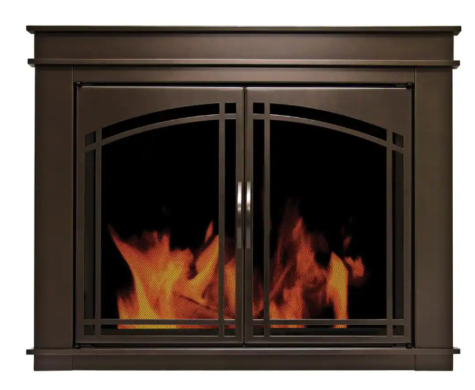 Pleasant Hearth, Pleasant Hearth Fenwick Small 29.5 by 37 in. Glass Fireplace Doors Bronze New