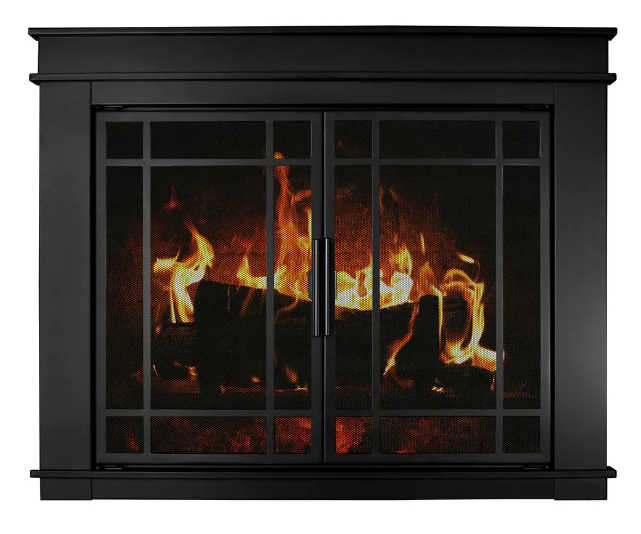 Pleasant Hearth, Pleasant Hearth Fillmore Large 32.5 by 43 in. Opening Glass Fireplace Doors Midnight Black New