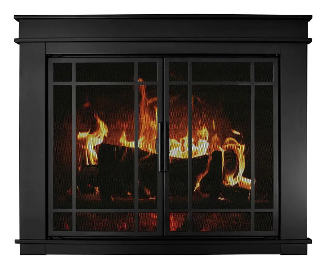 Pleasant Hearth, Pleasant Hearth Fillmore Small 29.5 by 37 in. Opening Glass Fireplace Doors Midnight Black New