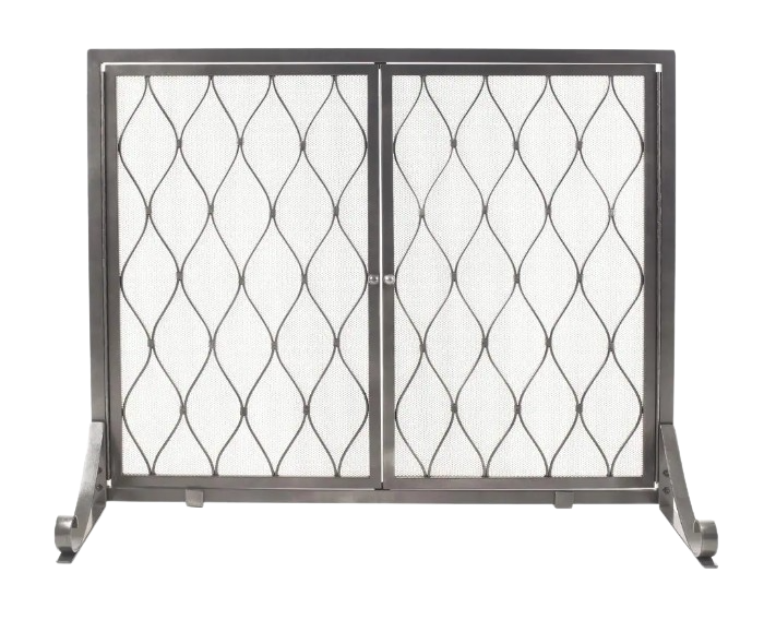 Pleasant Hearth, Pleasant Hearth Stonewall Gun Metal Grey Steel Single-Panel 31 by 38 in. Fireplace Screen with Doors New
