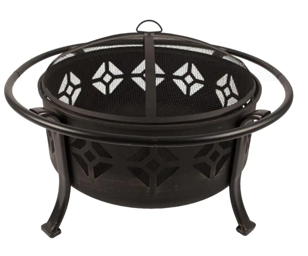 Pleasant Hearth, Pleasant Hearth Sunderland Deep Bowl 36 in. x 23 in. Square Steel Wood Fire Pit in Bronze New