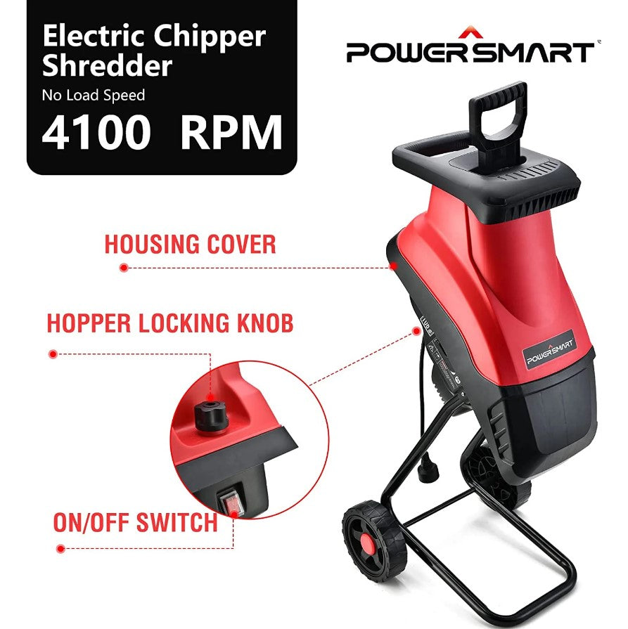 Powersmart, Powersmart PS10 Electric Wood Chipper Shredder 15 Amp 1.77" Diameter Blade New