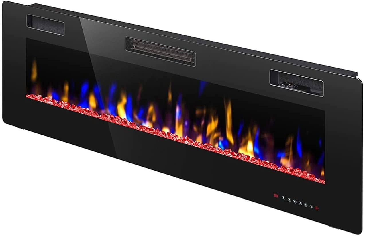 RW FLAME, RW Flame 842C 750W-1500W 42 Inch Recessed and Wall Mounted Electric Fireplace With Remote Control Black New