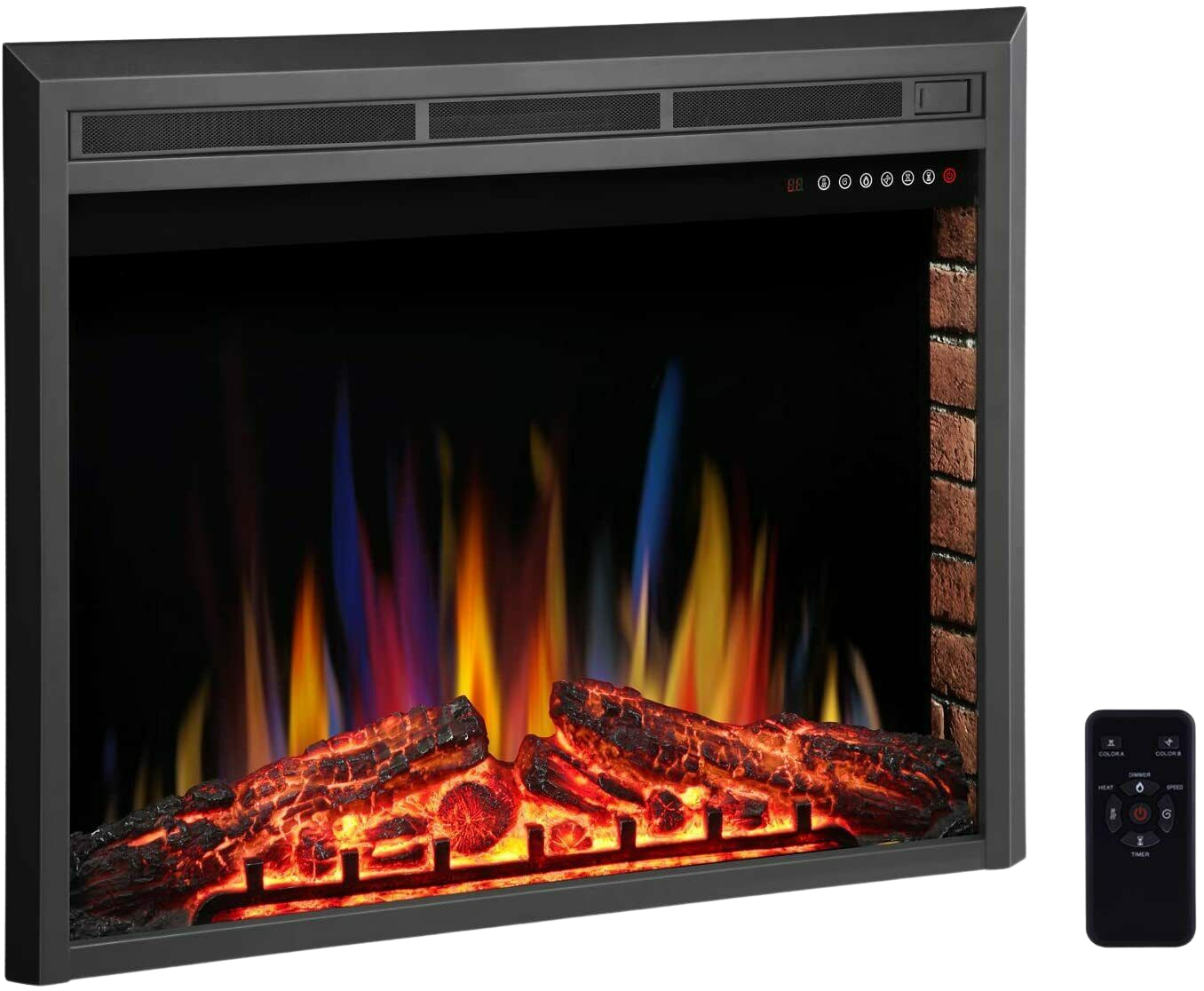 RW FLAME, RW Flame 936A 750W-1500W 36 Inch Recessed Freestanding Electric Fireplace Insert With Remote Black New