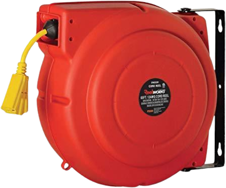 ReelWorks, ReelWorks CR625201S3A 12 AWG x 65' 15A 3 Grounded Outlets Mountable Retractable Extension Cord Reel New