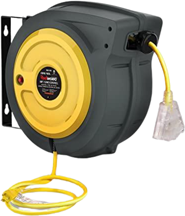 ReelWorks, ReelWorks GUR024 14 AWG x 50' 13A 3 Grounded Outlets Mountable Retractable Extension Cord Reel New