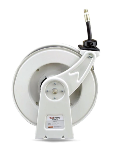 ReelWorks, ReelWorks M850154 2320 PSI 1/2" x 50' 1/2" MNPT Connections Single Arm Retractable Oil Hose Reel New