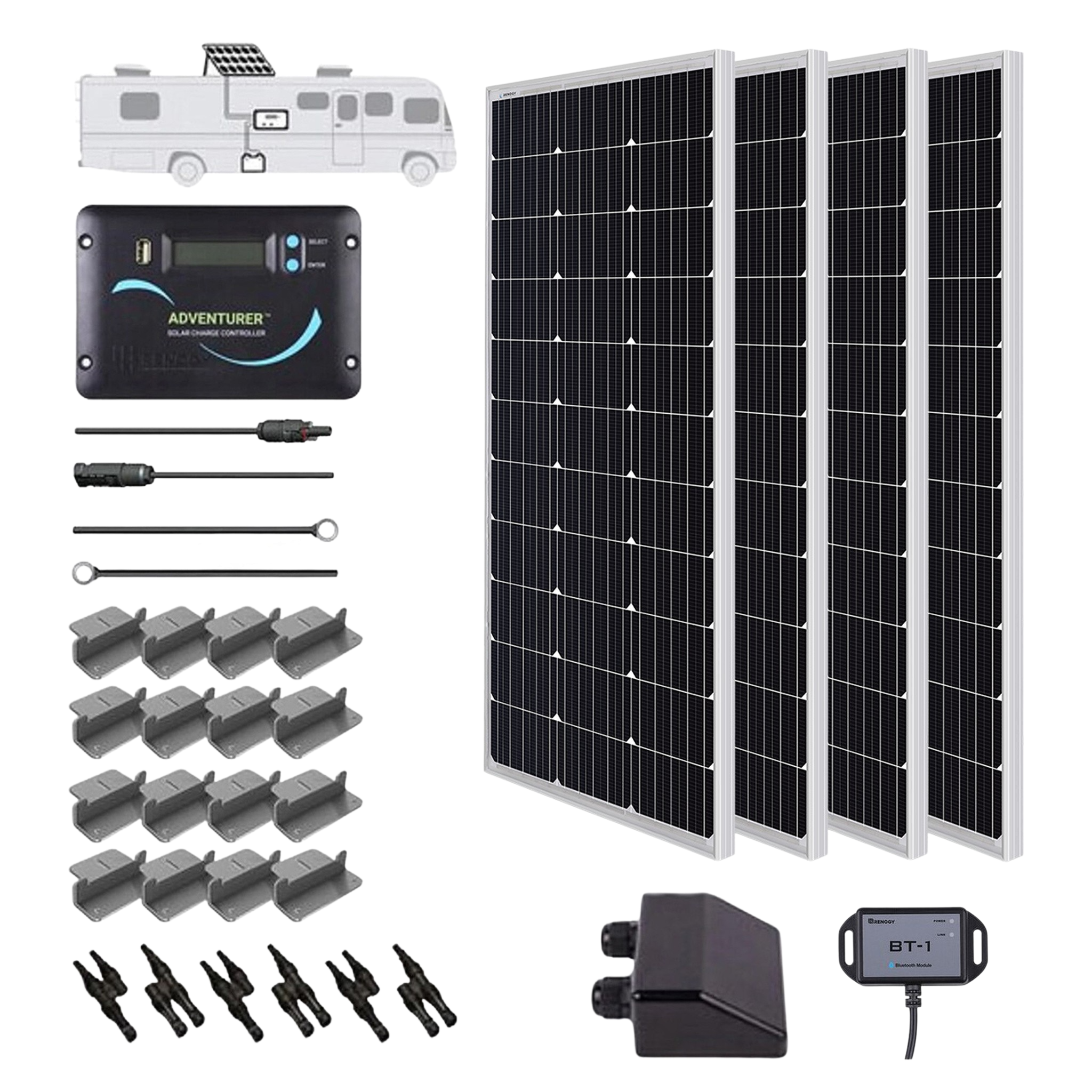 Renogy, Renogy RNG-KIT-RV400D-ADV30-US Watt 12 Volt Solar Starter Kit New