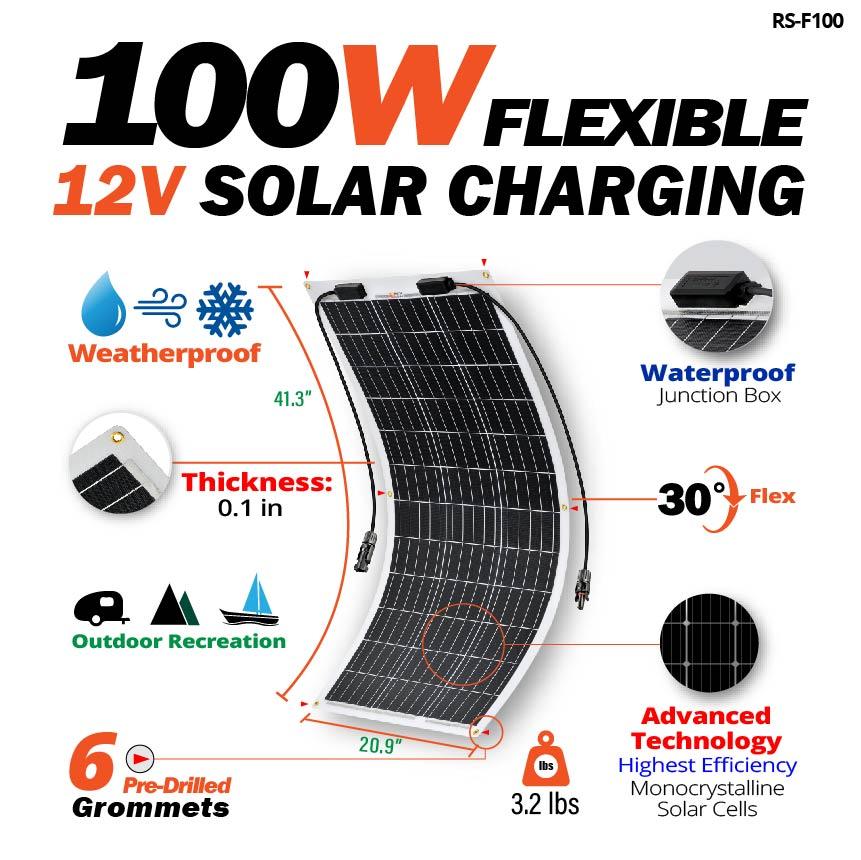 Rich Solar, Rich Solar RS-F100 100 Watt 12V Flexible Solar Panel New