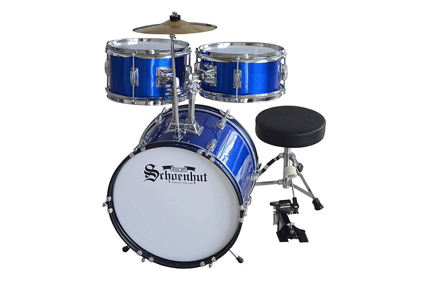 Schoenhut, Schoenhut C1030 5-Piece Children's Drum Set with Throne Pedal and Sticks Blue New