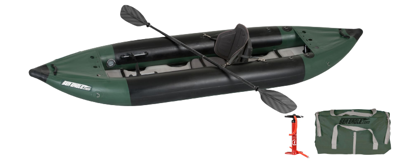 Sea Eagle, Sea Eagle 350FX Fishing Explorer Inflatable Kayak Pro Solo Package Green Black New