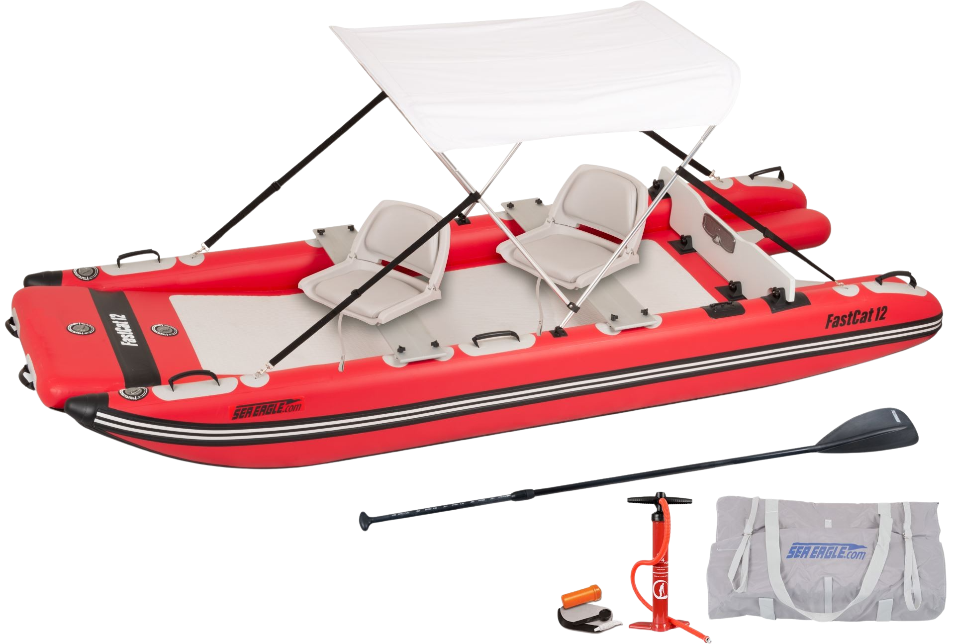 Sea Eagle, Sea Eagle FASTCAT12K_SWC Catamaran Inflatable Boat Swivel Seat Canopy Package New