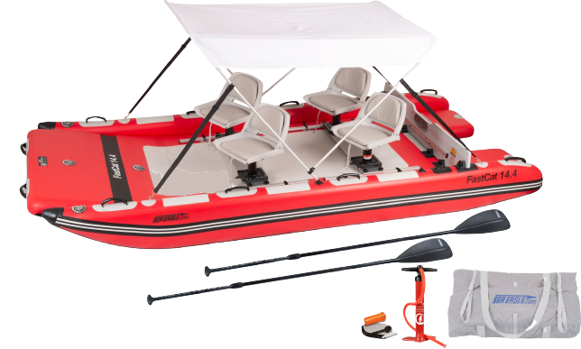 Sea Eagle, Sea Eagle FASTCAT14K_SWC Catamaran Inflatable Boat Swivel Seat Canopy Package New