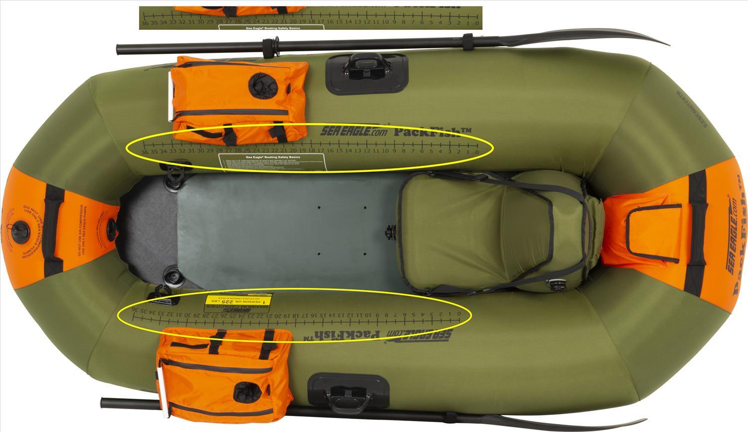 Sea Eagle, Sea Eagle PackFish 7 Inflatable Boat Pro Fishing Package Green Orange New