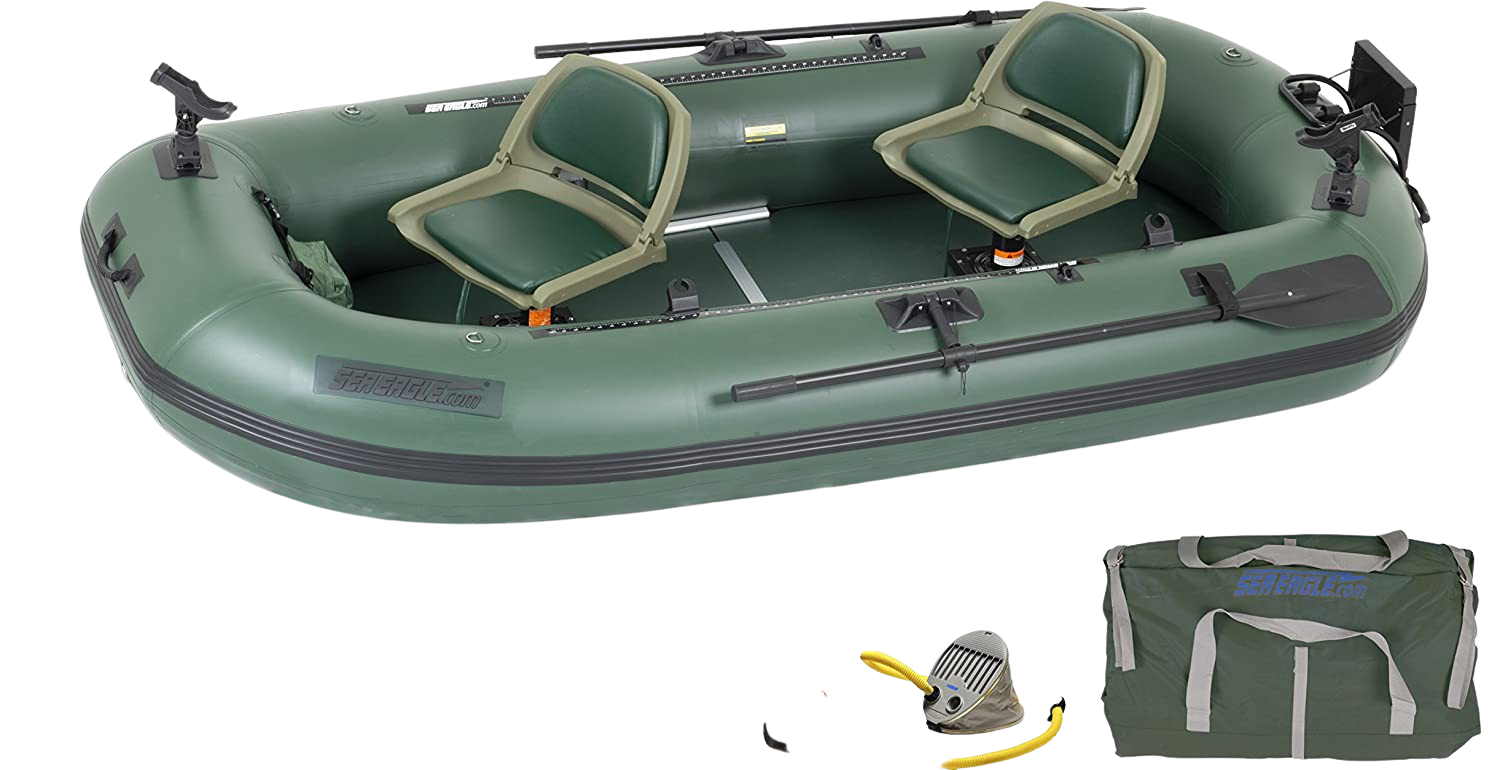 Sea Eagle, Sea Eagle Stealth Stalker STS10 Inflatable Portable Frameless Fishing Boat Pro Package Green New