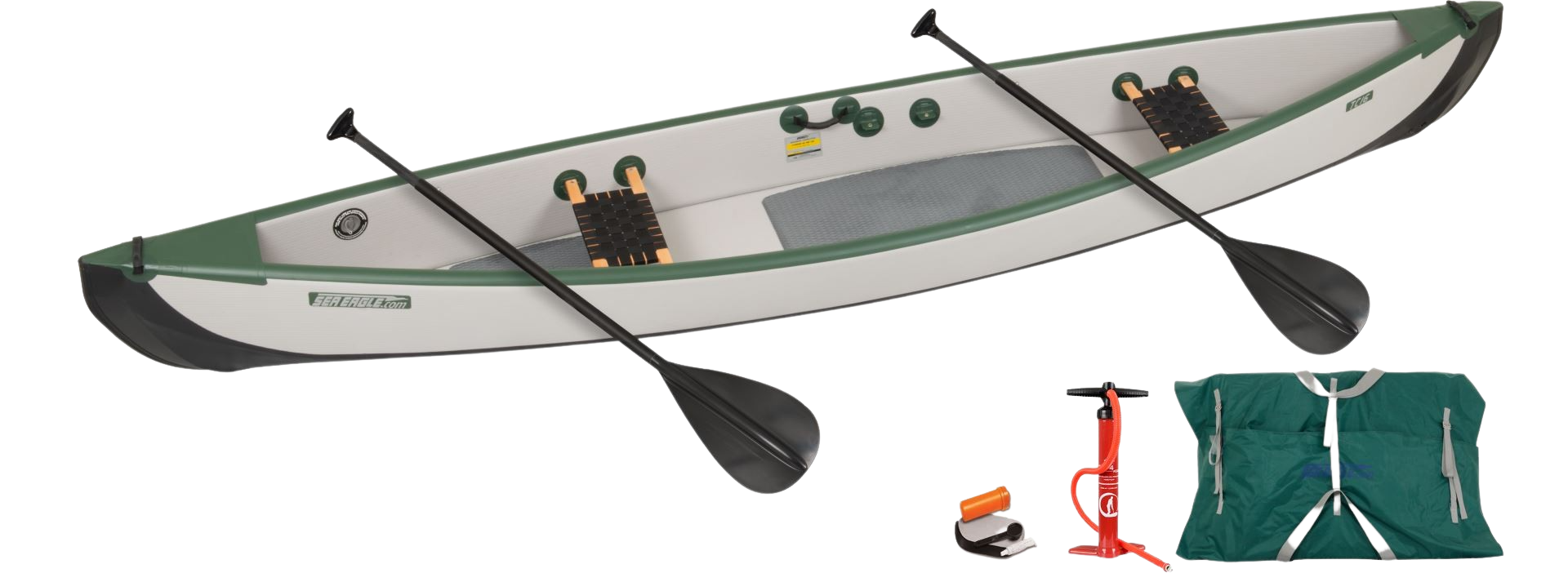 Sea Eagle, Sea Eagle TC16K_STW Inflatable Travel Canoe Wood/Web Seats 2 Person Start Up Package New