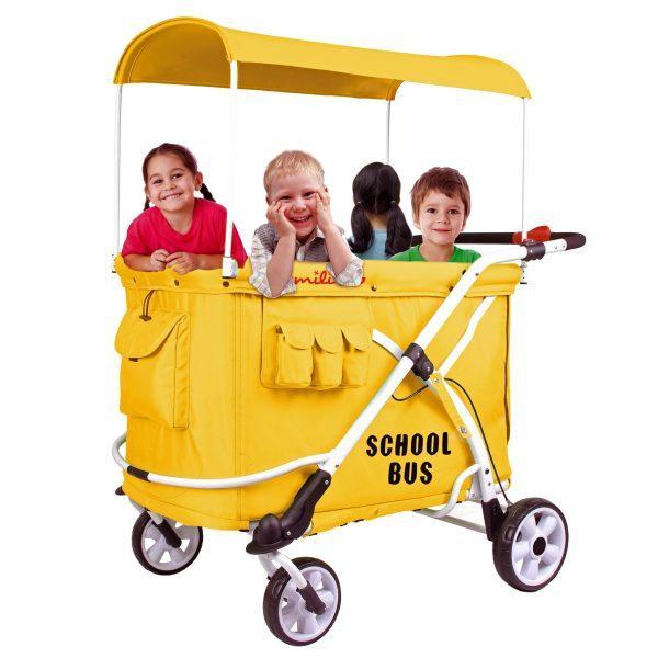 WonderFold Baby, WonderFold MJ06 Multi-Purpose Folding Kids School Bus Quad Stroller Wagon OPEN BOX